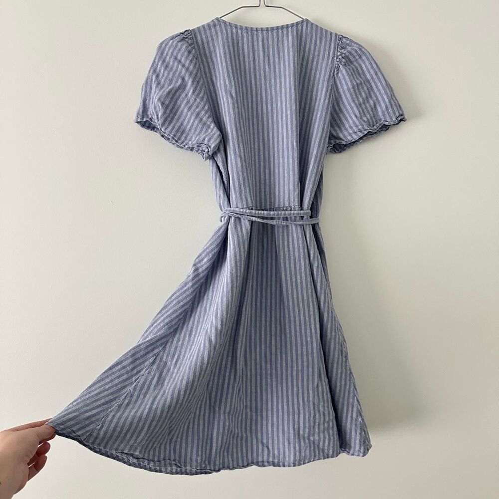 Madewell blue striped wrap mini dress small - Picture 7 of 7